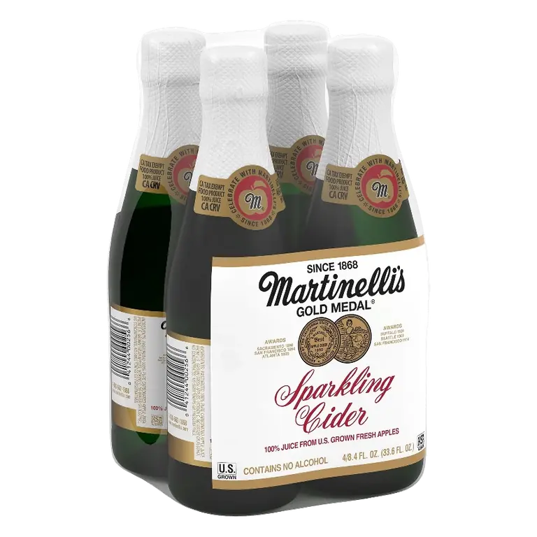 Martinelli's Sparkling Cider, 4pk/8.4 fl oz Mini Glass Bottles: Keto Certified, Caffeine-Free, No Added Sugar