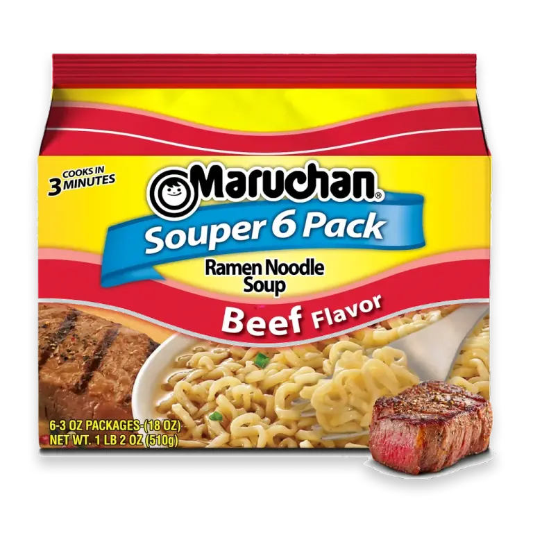 Ramen Noodle Soup Beef Flavor Instant Noodles Souper 6