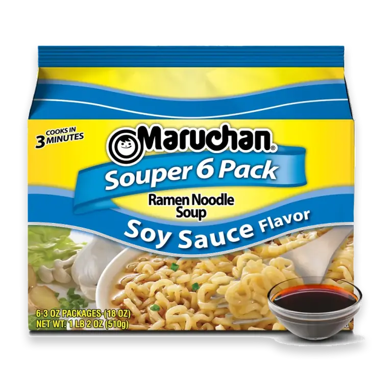 Souper Ramen Noodle Soup, Soy Sauce, Pack of 6