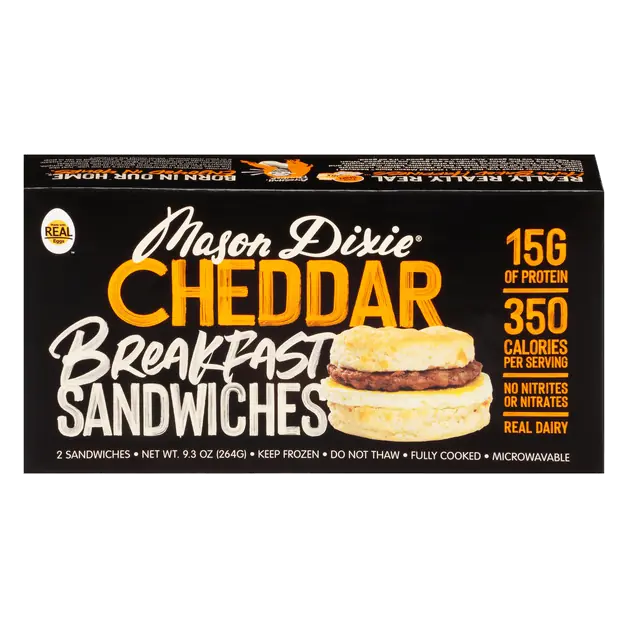 Mason Dixie Breakfast Sandwiches, Cheddar, 2Ct