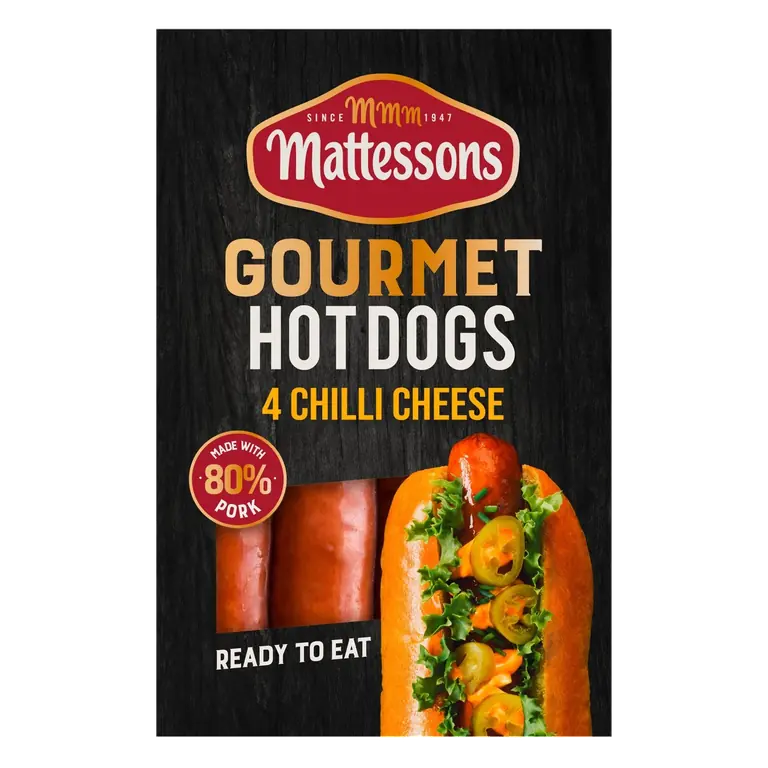 4 Gourmet Hot Dogs Chilli Cheese 260g