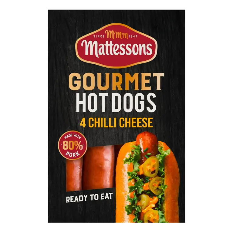 Mattessons 4 x Chilli Cheese Gourmet Hot Dogs 260g