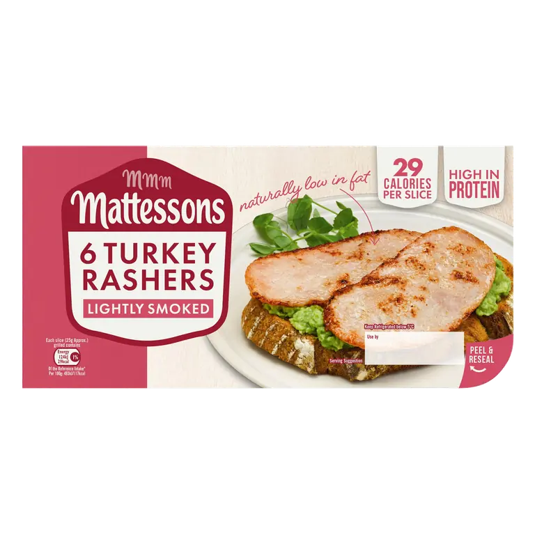 Mattessons 6 Turkey Rashers Lightly Smoked 150g