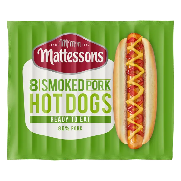 8 Smoked Pork Hot Dogs 280g