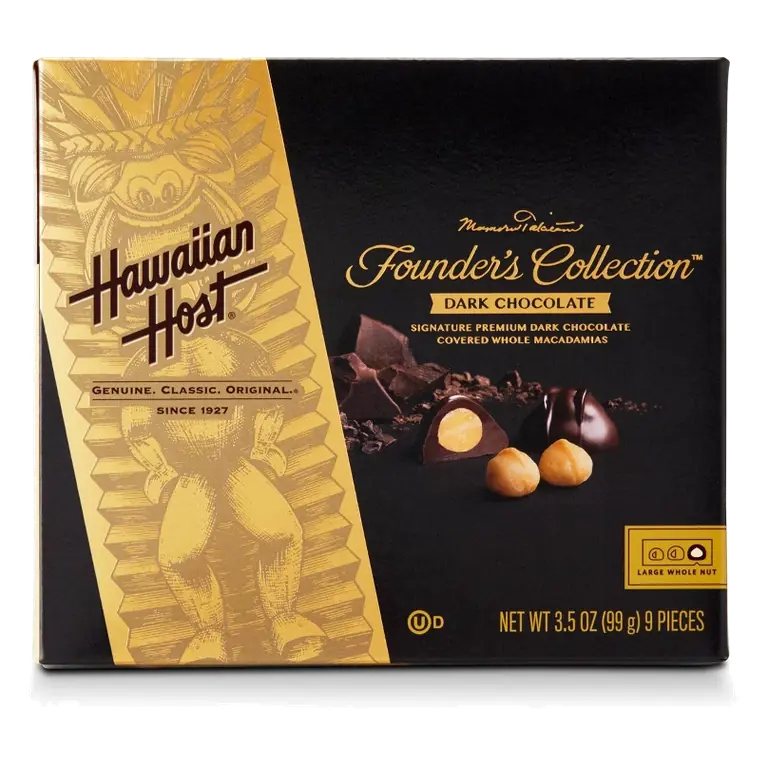 Hawaiian Host Dark Chocolate Whole Macadamias 3.5 oz