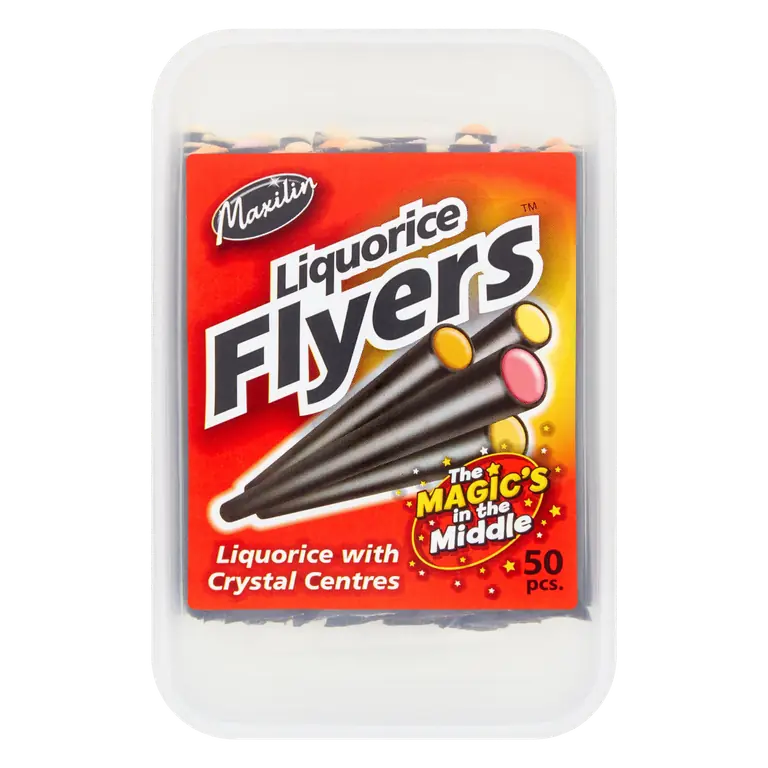 Maxilin 50 Liquorice Flyers with Crystal Centres 555g
