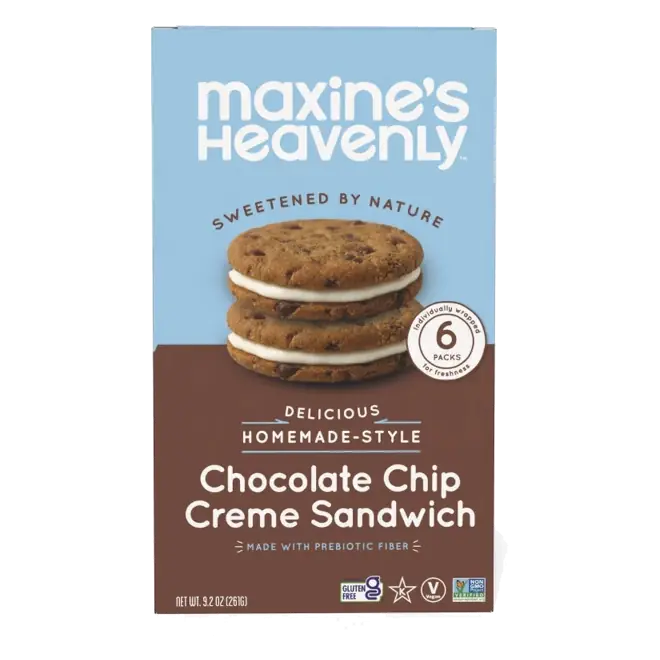 Maxine's Heavenly Chocolate Chip Crème Sandwich Cookie, 9.2oz: Vegan, Certified Gluten-Free