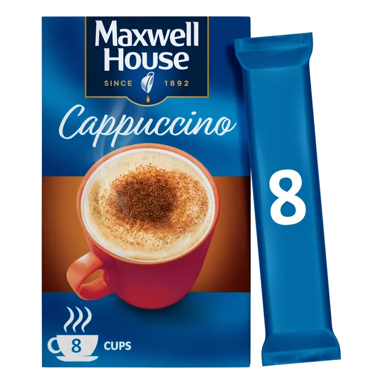 Maxwell House Cappuccino Instant Coffee Sachets x8