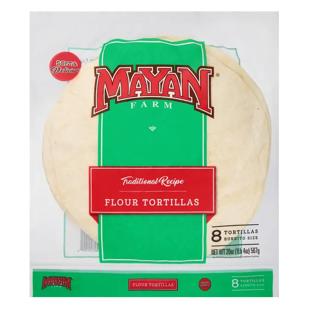 Traditional Recipe Burrito Size Flour Tortillas 10 Inch - 8 ct