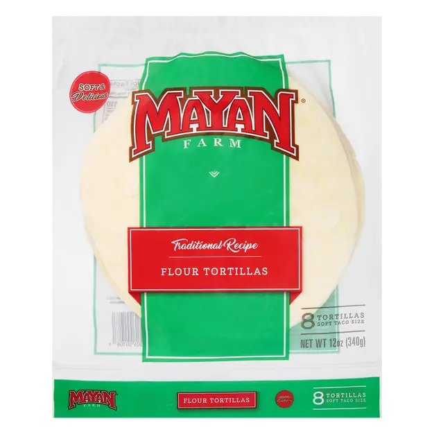 Traditional Recipe Soft Taco Size Flour Tortillas 8 Inch - 8 ct