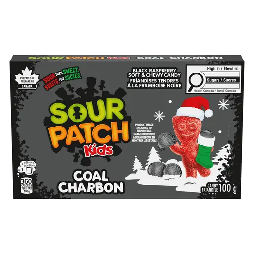 Sour Patch Kids Christmas Candy Coal Black Raspberry 100 g