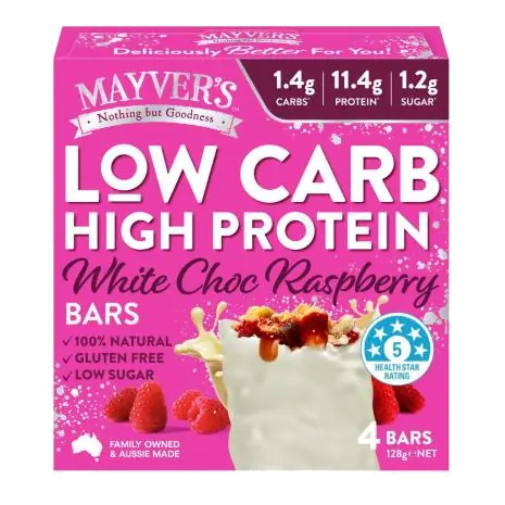Low Carb High Protein White Choc Raspberry 4 Pack