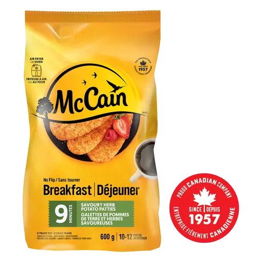 Frozen No Flip 9 Minute Potato Patties Savoury Herb 12 pack 600 g