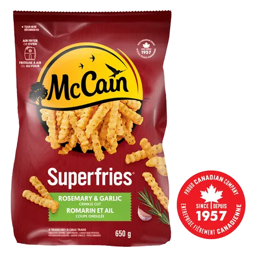Frozen Superfries Crinkle Cut Fries Rosemary & Garlic 650 g