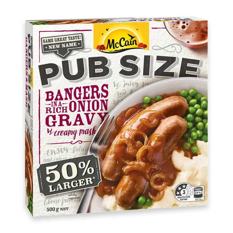 Pub Size Bangers & Mash Frozen Meal