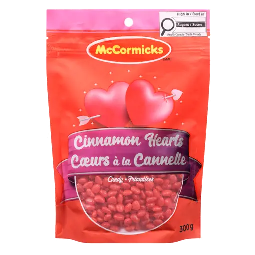 Cinnamon Hearts Zip Bag Confectionary 300 g