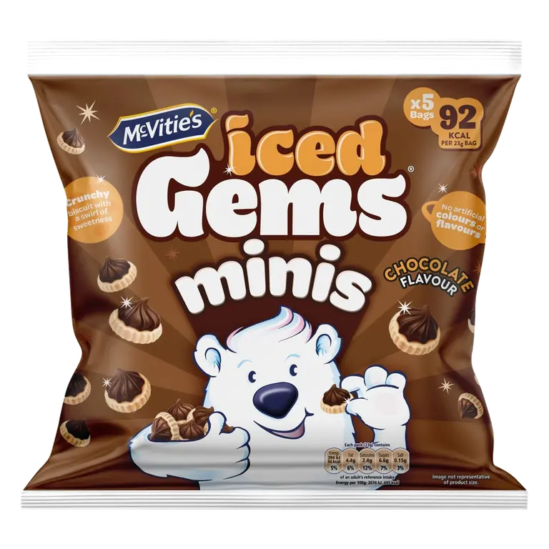 Iced Mini Gems Chocolate Flavour Biscuits 5 x 23g