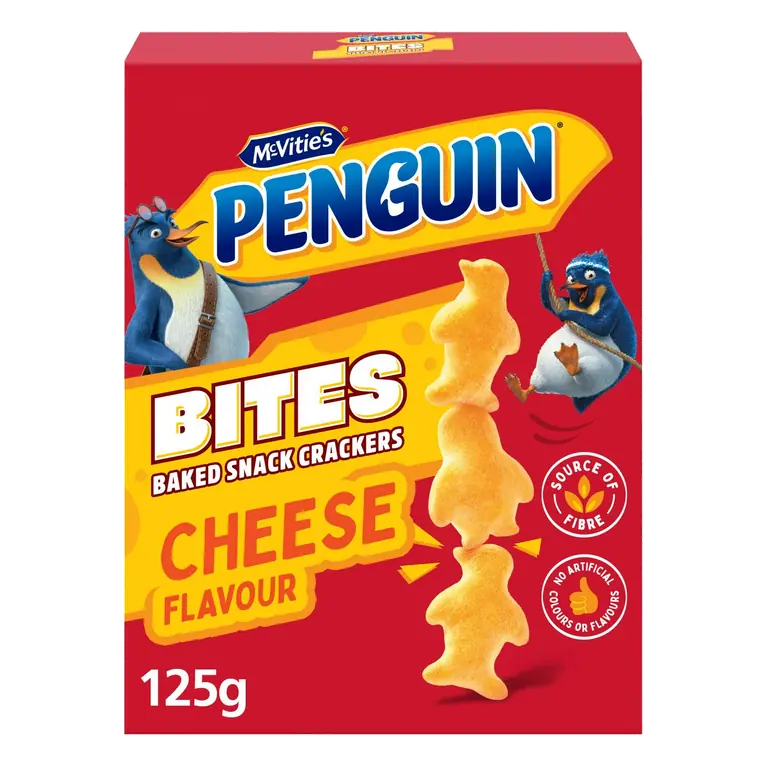 Penguin 125g Cheese Flavour Bites Baked Snack Crackers