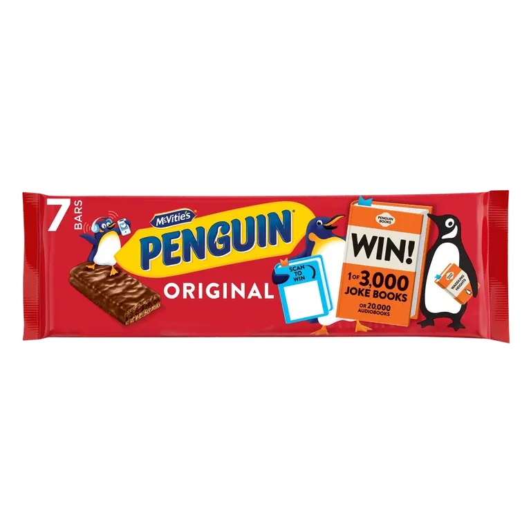 McVitie's Penguin Original Chocolate Flavour Cream Filled Biscuit Bars 7 x 24.6g (172.2g)