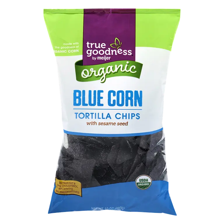 Blue Corn Organic Tortilla Chips with Sesame Seed