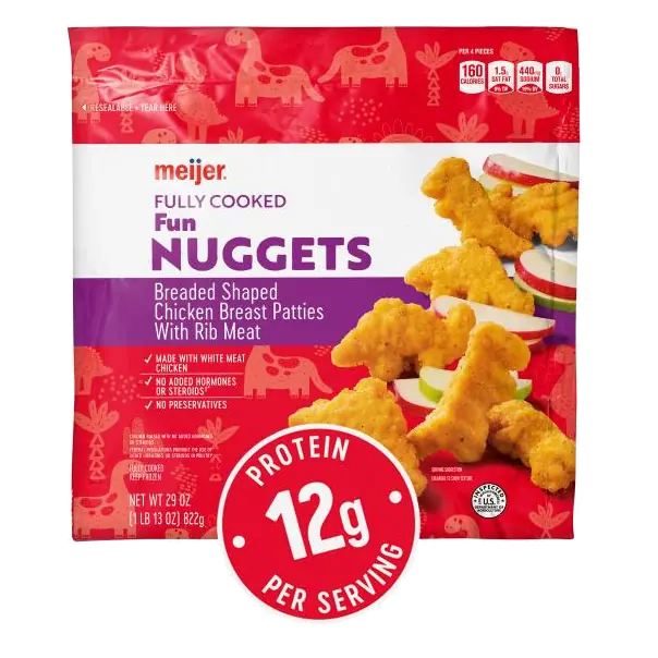 Fun Nuggets Breaded Shaped Chicken Breast Patties with Rib Meat