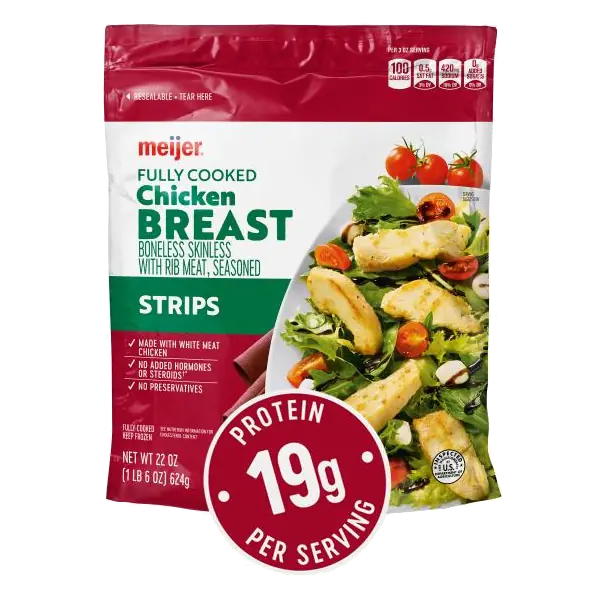 Grilled Chicken Breast Strips Seasoned Boneless Skinless Chicken Breast with Rib Meat