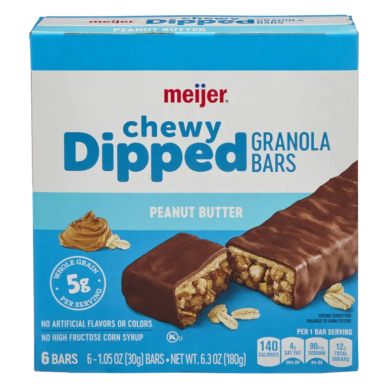 Peanut Butter Chewy Dipped Granola Bars