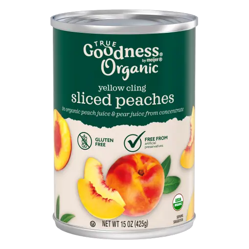 Sliced Yellow Cling Peaches in Organic Peach Juice and Pear Juice