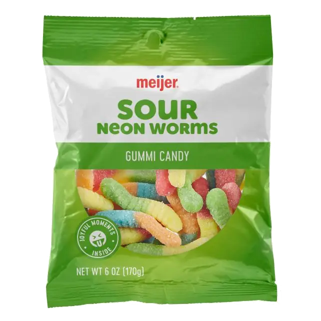 Sour Neon Worms Premium Gummi Candy