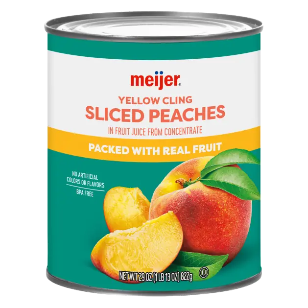 Yellow Cling Peach Slices in 100% Peach Juice & Pear Juice From Concentrate