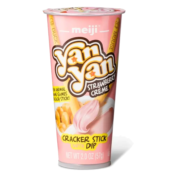 Meiji Yan Yan Strawberry Cream Cracker Stick with Dip, 2oz