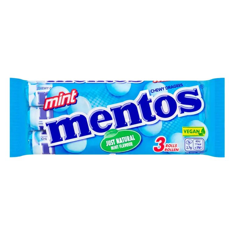 Mentos Mint Flavour Chewy Dragees 3 x 38g
