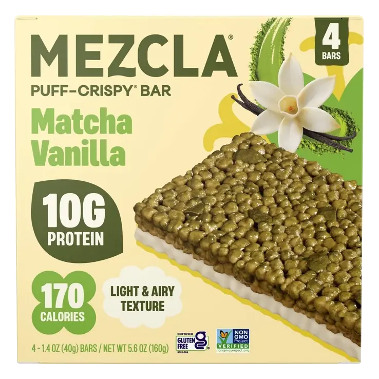 Mezcla Plant Based Matcha Vanilla Protein Bars - 10g Protein - 5.6oz/4ct