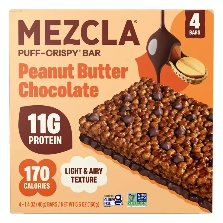 Mezcla Plant Based Peanut Butter Chocolate Protein Bars - 11g Protein - 5.6oz/4ct