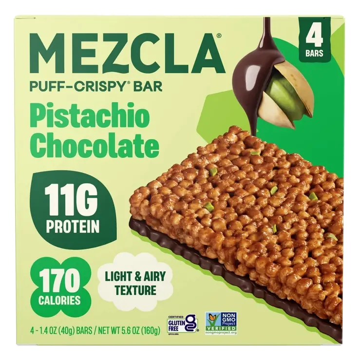 Mezcla Plant Based Pistachio Chocolate Protein Bars - 11g Protein - 5.6oz/4ct