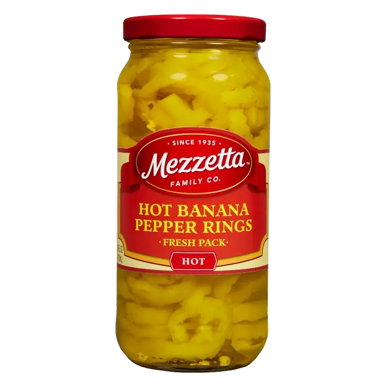 Mezzetta Hot Banana Pepper Rings, 16oz: Certified Gluten-Free, No Artificial Colors