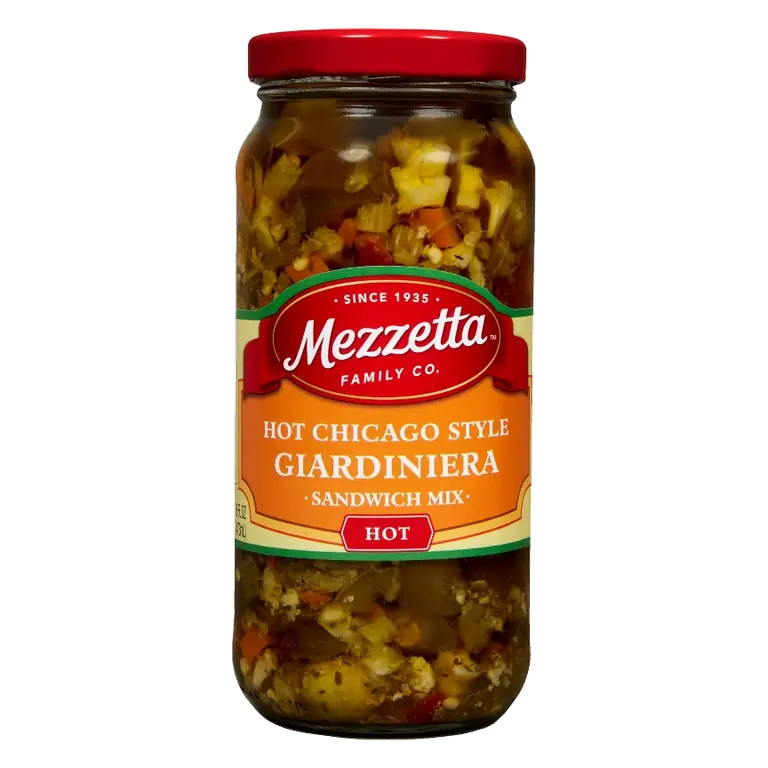 Mezzetta Hot Chicago Style Giardiniera Italian Sandwich Mix, 16oz: Gluten-Free, Dairy-Free, No Artificial Flavors