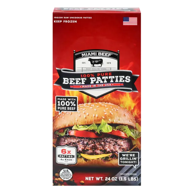 100% Pure Beef Patties - 6 ct Frozen
