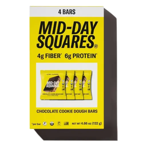 Mid-Day Squares Cookie Dough Functional Snack Bars, 4.66oz/4ct: Creamy, 6g Protein