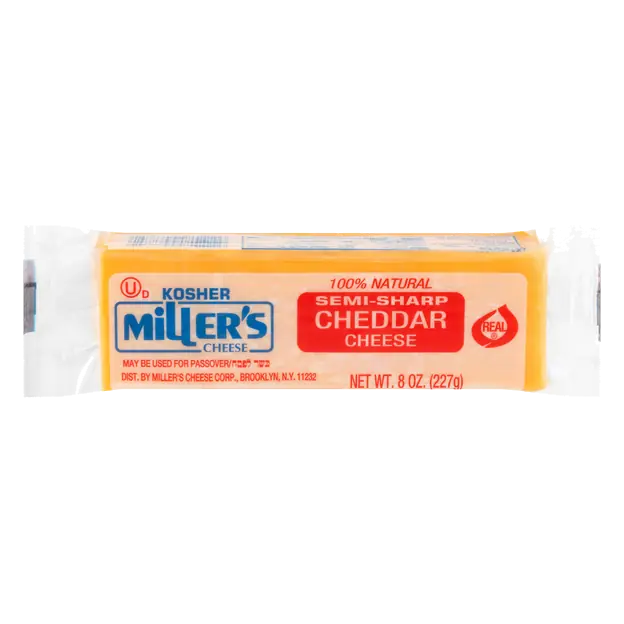Kosher 100% Natural Semi-Sharp Cheddar Cheese Block