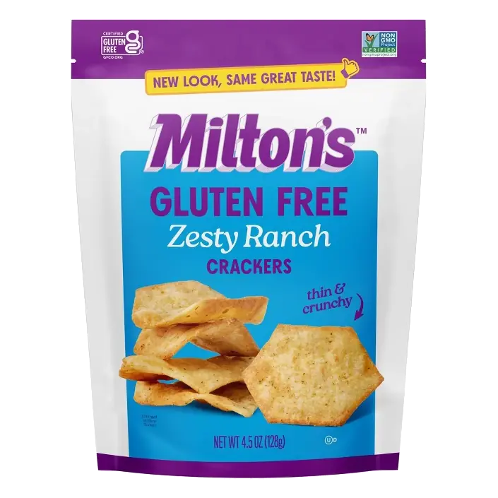 Milton's Craft Bakers Gluten Free Zesty Ranch Crackers, 4.5oz