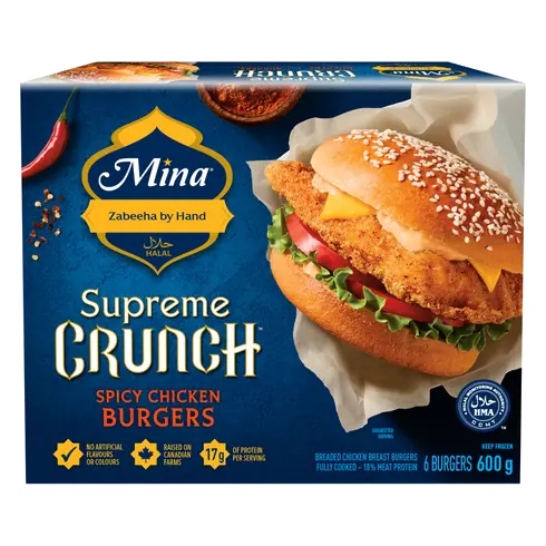 Halal Frozen Chicken Burgers Supreme Crunch Spicy 600 g