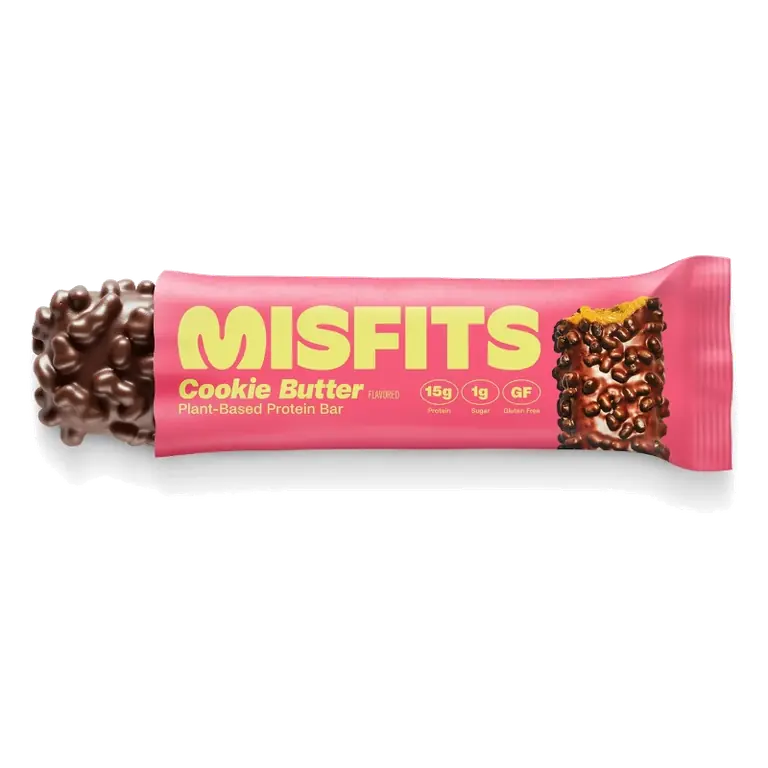Misfits Health Plant Based Cookie Butter Protein Bar, 15g Protein