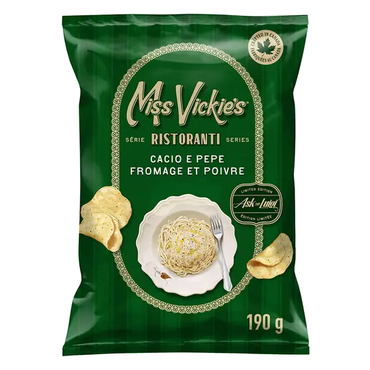 Miss Vickie's Kettle Cooked Potato Chips Cacio e Pepe Flavoured 190 g