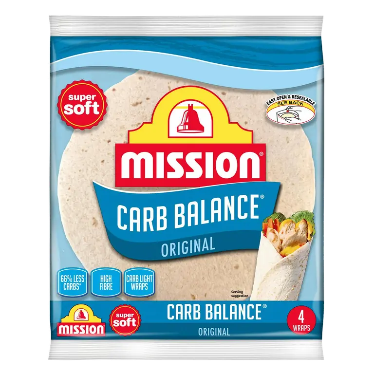 4 x Carb Balance Original Tortilla Wraps 200g