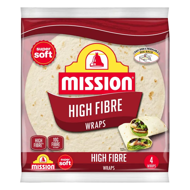 4 x High Fibre Tortilla Wraps 245g