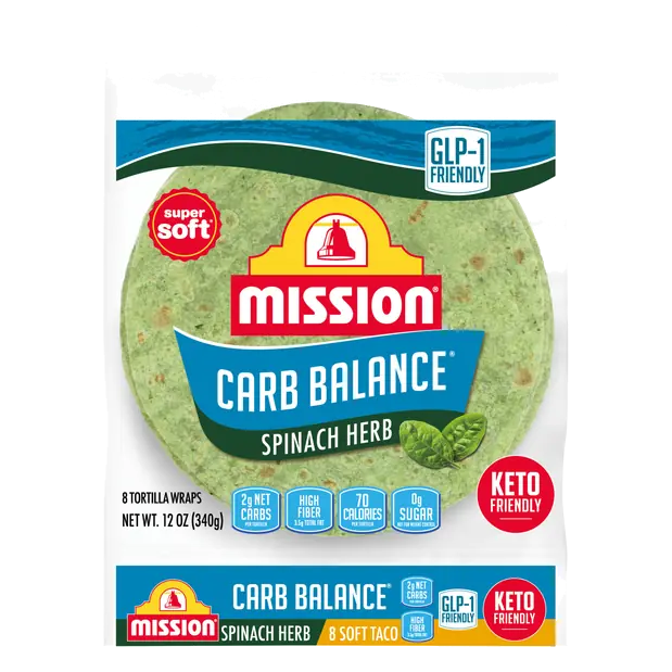 Carb Balance Keto Spinach Herb Super Soft Tortilla Wraps - 8 ct