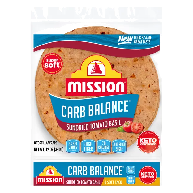 Carb Balance Keto Tomato Basil Soft Tortilla Wraps - 8 ct