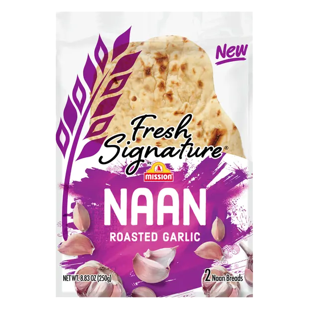 Fresh Signature Roasted Garlic Naan Bread - 2 ct