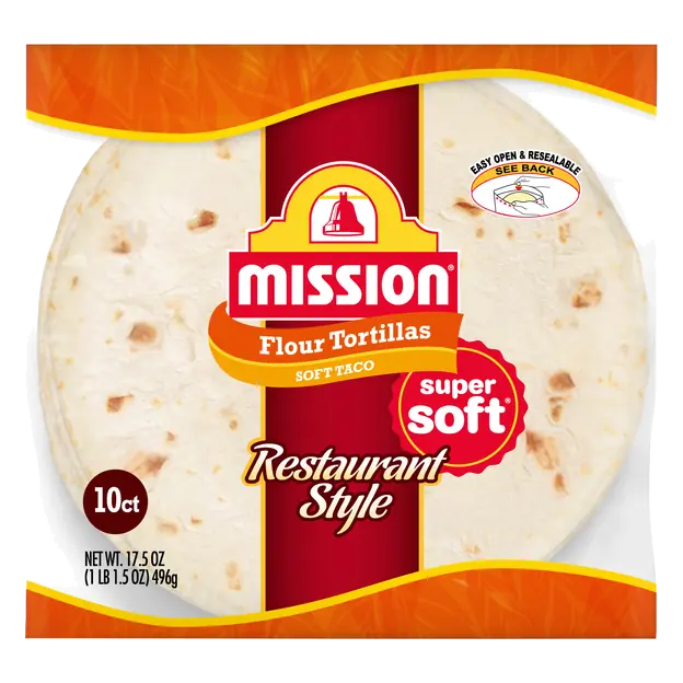 Restaurant Style Medium Soft Taco Flour Tortillas 8 Inch - 10 ct